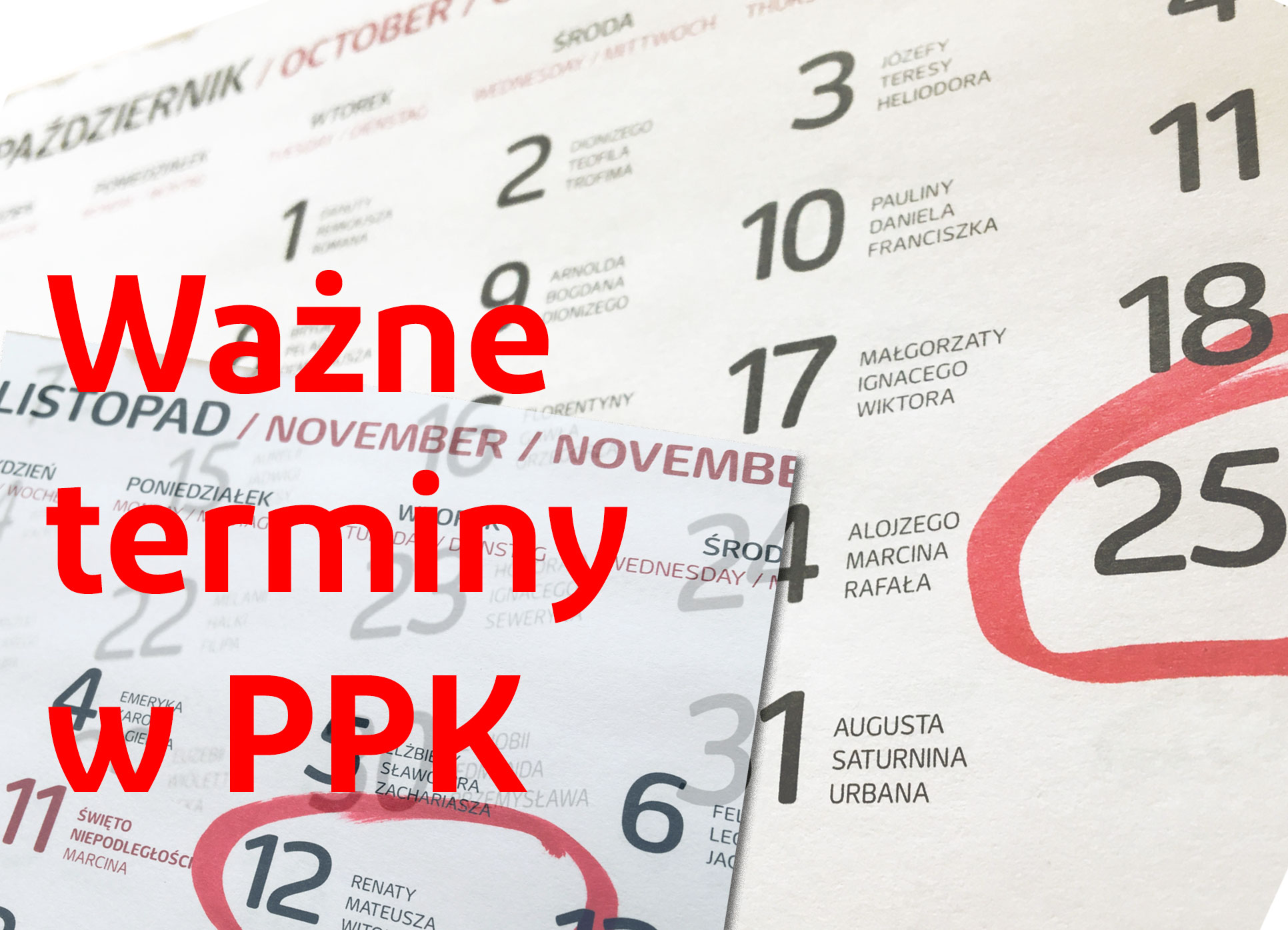 Październik i listopad 2019 - ważne daty w PPK