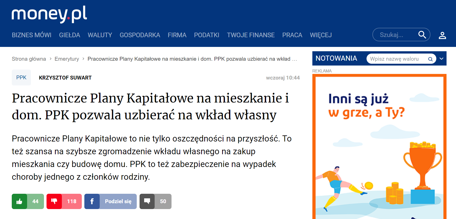 Money.pl: PPK pozwala uzbierać na wkład własny na dom lub mieszkanie