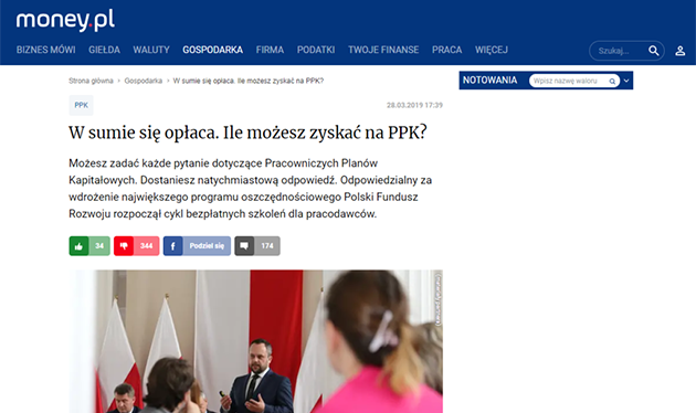 Money.pl o naszym kalkulatorze oszczędności PPK