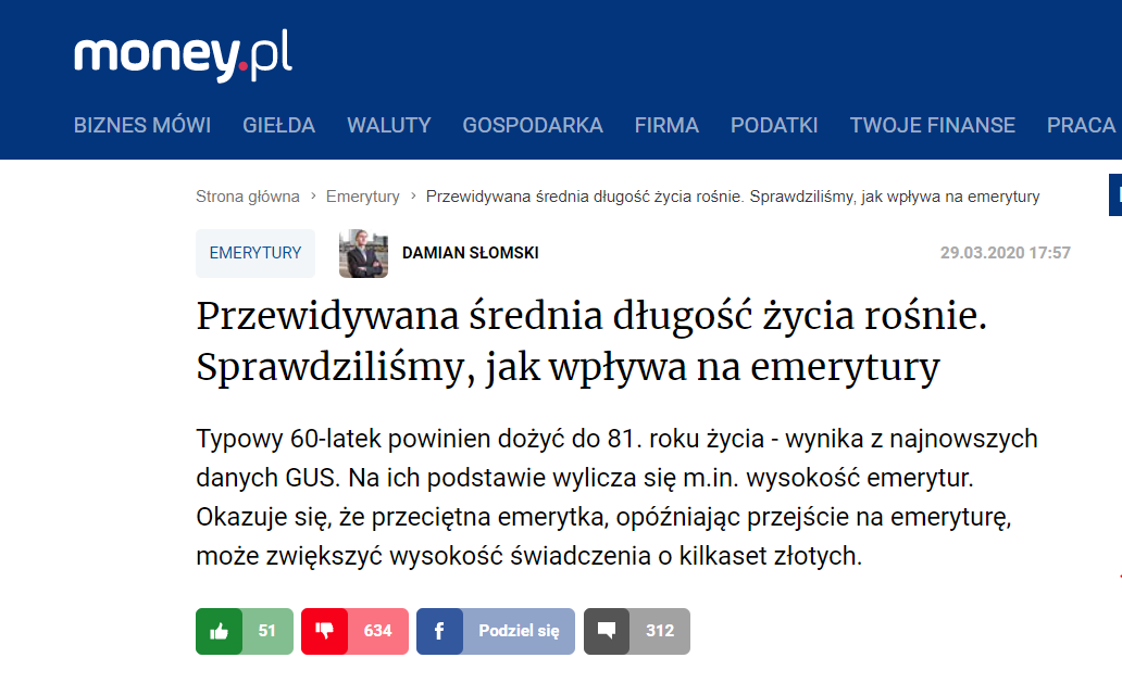 Money.pl: Polski emeryt żyje dłużej. Jak może żyć zamożniej?